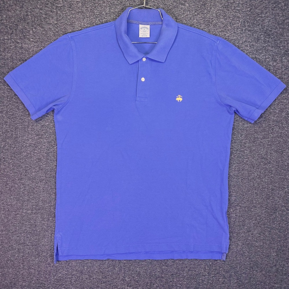 Brooks Brothers Polo Mens XL Blue Slim Fit Casual 346 Performance Cotton Pique